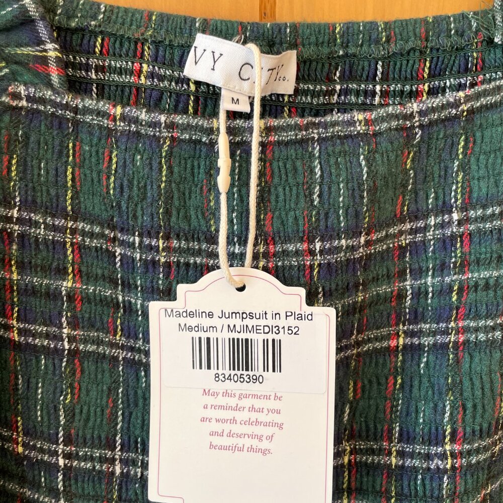 Ivy City Co Plaid Jumpsuit in Green and Blue - Picture 6 of 8
